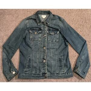 Juicy Couture Pearl Jeweled Blue Jean Denim Jacket Women's Medium